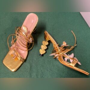 Gold Strappy Heels